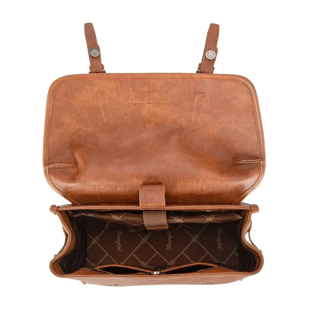 Wrangler Top Handle Carry Satchel/Laptop Bag/Backpack/Crossbody Brown